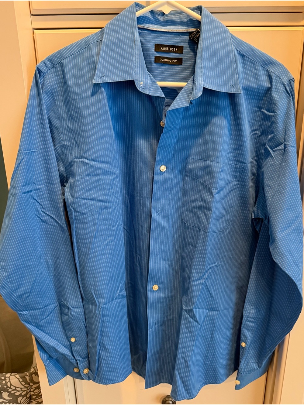 Van Heusen Blue Pinstripe Casual Button Down Shirt